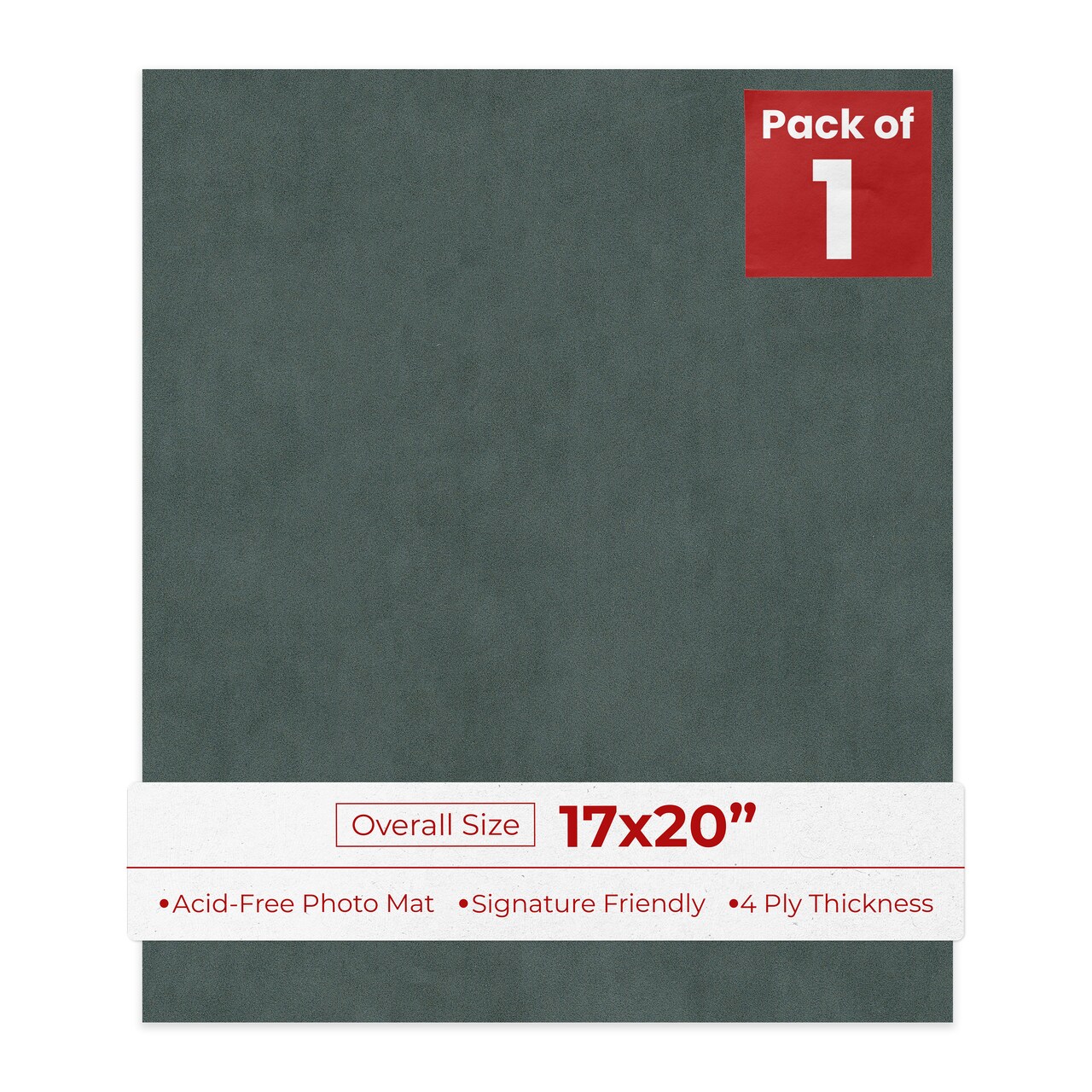 Dark Grey Suede 17x20 Uncut Mat Board - Blank Sheets, No Opening